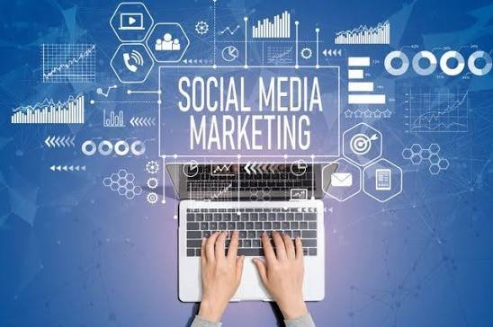 Social media marketing on a laptop